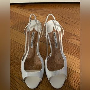Manolo Blahnik White Sandals size 37 1/2